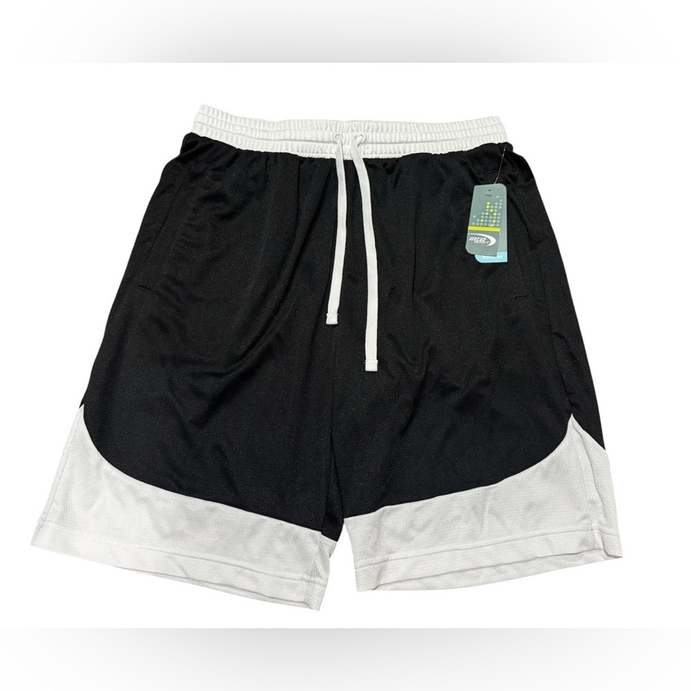 MTA Sport Black White Colorblock Basketball Shorts Men’s Size Medium NEW